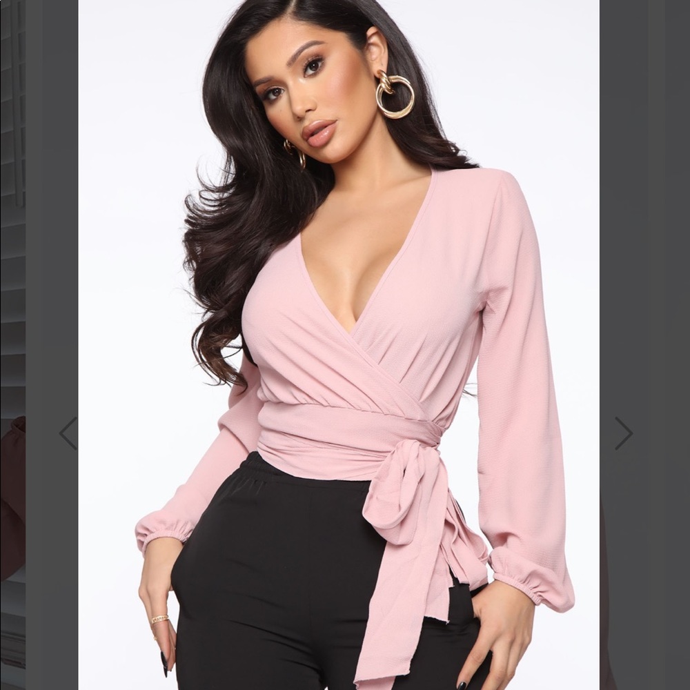 🌸 Pink Crepe Wrap Blouse 🌷